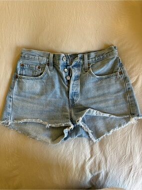 Levi's Light Blue Distressed Denim Cutoff Shorts